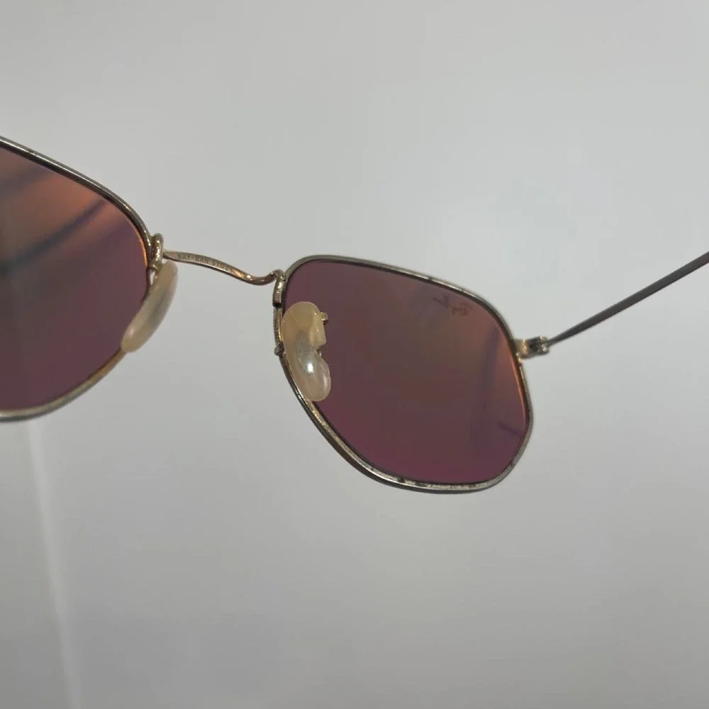 Ray-Ban Gold Mirrored Hexagonal Sunglasses